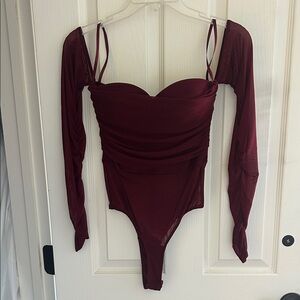 Burgundy Long Sleeve Bodysuit